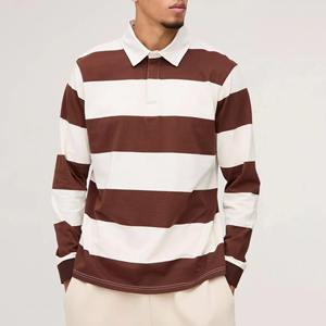 Maillot de rugby pour homme à manches longues, impression personnalisée du logo, rayures contrastées, respirant, séchage rapide, service OEM - Product Image 1