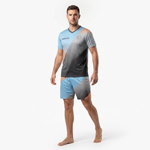 Maillot d'entraînement de football pour homme de haute qualité, léger, col en V, haut et short pour adulte, 100 % polyester, vêtements de sport, tenue d'équipe - Product Image 4