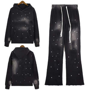 Conjunto de Chándal de Forro Polar para Hombre, Diseño Personalizado con Pedrería, Invierno, Color Sólido, Pakistán, MOQ Bajo, Alta Calidad, Unisex, Dos Piezas - Product Image 2