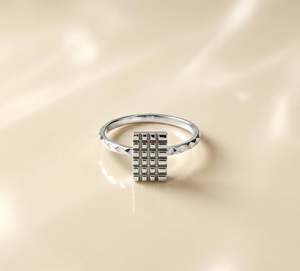 <b>925</b> Sterling <b>Silver</b> Geometric Grid <b>Ring</b> Minimalist Square Pattern <b>Ring</b> Handmade Modern Contemporary Grid Jewelry For Women - Product Image 6