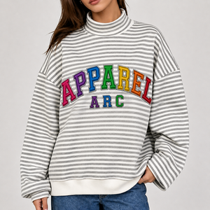 Sweat-shirts à capuche décontractés pour femmes, avec appliques brodées en tissu vintage personnalisées, épaules tombantes, multicolores, avec patchs - Product Image 4