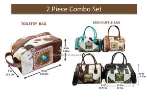 Conjunto combinado de 2 piezas a la moda 2025, bolsa de viaje para equipaje, bolsa de viaje de cuero de vaca genuino y bolsa de aseo combinada para hombres y mujeres - Product Image 2