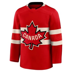 Maillot de hockey sur glace rouge pour homme, sublimation OEM & ODM, écologique, respirant, séchage rapide, manches longues, uniforme pour adultes, vente en gros - Product Image 1