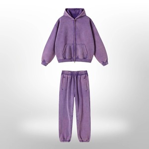 Conjunto Deportivo de Felpa con Logotipo Personalizado, Lavado Ácido, 100% Algodón, Pantalones Deportivos Anchos y Sudadera con Capucha para Hombre, Ropa Deportiva Urbana - Product Image 3