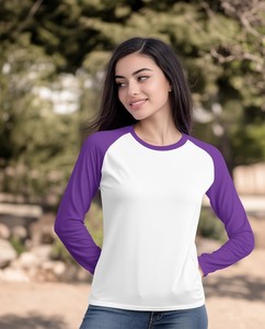 Women's <b>Raglan</b> Sleeve T-Shirt Crew Neck Long Sleeve Casual Knitted Breathable Polyester <b>Top</b> Regular Fit All Seasons - Product Image 1