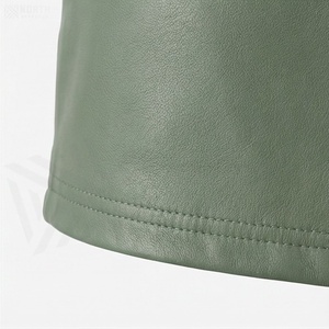 Jupe crayon mini en similicuir taille haute pour femme avec fermeture éclair sur le devant, couleur unie, style minimaliste, à porter toute l'année - Product Image 6