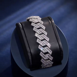 Luxury White Gold Diamond <b>Bracelet</b> Baguette Cut Channel Setting Geometric Chain Link Unisex Wedding Jewelry GIA Certified - Product Image 1