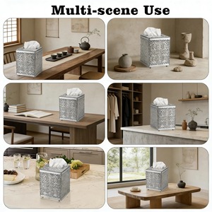 Elegant <b>Silver</b> Finished Metal Tissue Box Cover Suitable For Modern Interiors And Guest Entertainment Handcrafted From India - Product Image 6