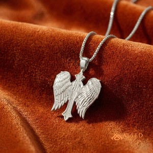 Collier pendentif en argent sterling 925 avec moissanite, motif aile d'ange, croix, crâne, bijoux de mode pour femmes et hommes, style joaillerie fine de New York - Product Image 5