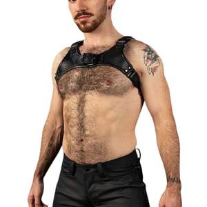 Harnais de poitrine en fausse fourrure pour homme Centurion 2.0, noir, avec bordure en dentelle, bretelles réglables, vêtements de club haut de gamme, costume sexy, harnais de corps - Product Image 2