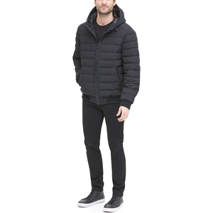 Unisex Winter Puffer Jacket Custom Outdoor <b>Light</b> Warm Cotton Filled Hooded Stand Collar Patchwork Design - Product Image 3