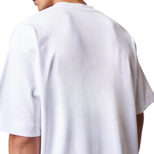 T-shirt blanc surdimensionné pour homme, manches courtes, col rond, coton, streetwear décontracté, imprimé logo sur la poitrine, tee-shirt d'été - Product Image 2