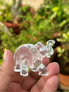 Hand Carved Clear Quartz <b>Elephant</b> Statue Natural Crystal Lucky Figurine Feng Shui REIKI OEM ODM Wholesale - Product Image 1