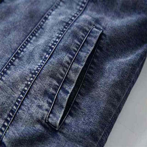 Men Men Denim Jacket With Sherpa Lining Casual Jeans Jacket <b>Thick</b> Washed Blue Jean <b>Coat</b> Regular Fit Breathable Men's Jacket - Product Image 5