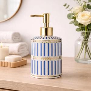 Distributeur de lotion en céramique rose avec pompe, idéal pour les soins de la peau, pour la salle de bain, le comptoir et comme article cadeau, décoration intérieure, provenance Inde - Product Image 5