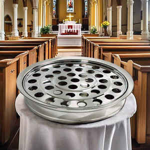 PREMIUM STAINLESS STEEL HOLY COMMUNION SET SINGLE <b>TRAY</b> 40 CUPS WITH COVER <b>MIRROR</b> FINISH NO BOTTOM RING - Product Image 4