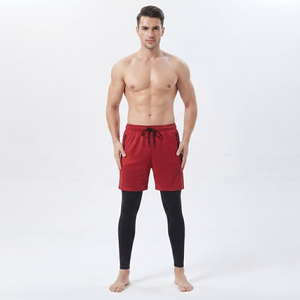 Men Drawstring Waist Mesh Shorts Inner Compression Double Layer Yoga Pants Eco-Friendly Gym Wear <b>Leggings</b> 2 in 1 - Product Image 5