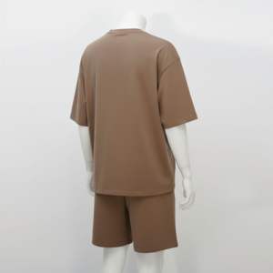 Ensemble de shorts décontractés pour hommes d'été, t-shirt à manches courtes de couleur unie, polyester/coton, séchage rapide, votre propre design - Product Image 2