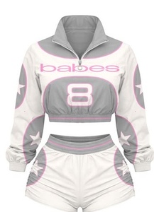 2026 Women's 2-Piece Street Sportswear <b>Set</b> Full-Sleeve T-Shirt and Knee-Length Shorts Breathable Non-Pilling - Product Image 5