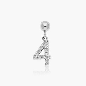 Pendentif Breloque Diamant N°4 Certifié IGI en Or Blanc 14K Plaqué Rhodium, Bijou de Luxe Raffiné, Cadeau pour Femmes et Filles, Idéal pour les Fêtes - Product Image 1