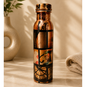 Botella de cobre con motivos coloridos y tapa de cobre, artículos de bebida portátiles para viaje, diseño moderno - Product Image 5