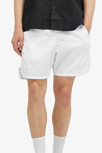 <b>Mens</b> White Cotton <b>Bermuda</b> <b>Shorts</b> Elastic Waist Casual Solid Color Oxford Fabric Breathable Woven Style Mid Rise - Product Image 5