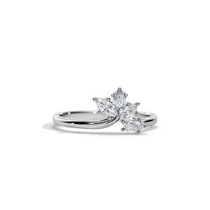 Bague en diamant taille marquise platine unisexe, style de luxe pour fiançailles, pierre cultivée en laboratoire certifiée IGI - Product Image 1