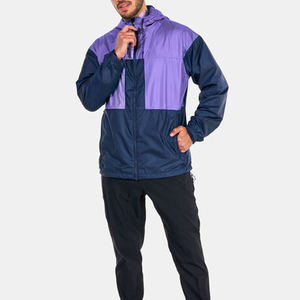 New Style Men Hooded Outdoor Windbreaker Purple Navy Lightweight Waterproof Windproof Casual Hiking <b>Travel</b> <b>Jacket</b> - Product Image 2
