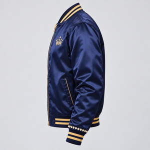Chaqueta de Satén con Pedrería para Hombre, Chaqueta Bomber Elegante con Cristales Brillantes y Cremallera Dorada, Moda Urbana Moderna y Ligera - Product Image 4