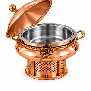 Plat de service professionnel en acier inoxydable de qualité supérieure, design royal, durable et écoresponsable, avec finition miroir et couvercle à charnière, pour buffet et maintien au chaud des aliments - Product Image 2