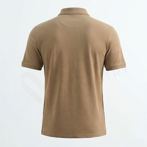 <b>Men's</b> <b>Khaki</b> Short Sleeve Polo <b>Shirt</b> Knitted Solid Casual Regular Fit Button Design - Product Image 2