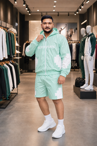 REXFIT SPORTS 2026 Ensemble veste coupe-vent et short en nylon vert menthe personnalisé, marque privée, streetwear et vêtements de sport pour hommes - Product Image 3