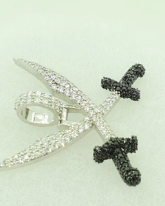 Pendentif Moissanite en forme d'épée, en argent 925 plaqué rhodium, micro-incrustation, taille brillant rond, breloque de luxe, bijoux Hip Hop - Product Image 6