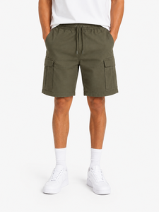 Shorts cargo utilitaires vert olive pour homme, légers, décontractés, d'été, multi-poches, avec cordon de serrage à la taille, coupe décontractée, pour l'extérieur - Product Image 1