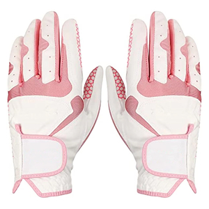 Women's Full Finger Golf Gloves Microfiber Leather Non Slip Breathable Adjustable Wrist <b>Strap</b> Pink White Sports Glove - Product Image 1