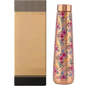 High Quality Pure Copper Water Bottle Handmade Hammered Finish Health Benefit <b>Drinkware</b> For Home Office Gym Travel At Best Price - Product Image 4