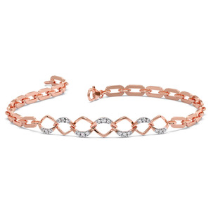 Interwoven Oval Link Diamond Accent <b>Bangle</b> <b>Bracelet</b> - Product Image 1
