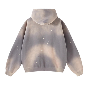 Sweat-shirt à capuche noir surdimensionné pour homme en coton French Terry avec impression par pulvérisation et poche, coupe classique pour l'automne - Product Image 4
