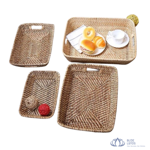 Plateau rond pliable en rotin tressé de qualité supérieure, idéal pour la salle de bain et le bureau, pour un service élégant et un rangement facile des aliments - Product Image 1