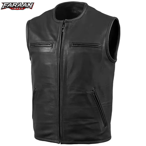 Chaleco de Cuero Negro Transpirable de Alta Calidad para Hombre, Talla Grande, Sin Mangas, Chaleco de Motocicleta con Calefacción para Invierno, con Bolsillos Delanteros - Product Image 1