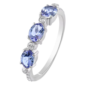 Anillo de Diamantes y Tanzanita en Plata de Ley 92.5 KLSR-11068 - Product Image 1