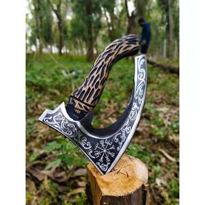 Hache de chasse et de camping artisanale en acier au carbone, couteau de cuisine et coupe-pizza d'extérieur, logo personnalisé - Product Image 2