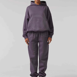 Custom Women Winter Hooded Oversized Tracksuit Baggy Regular Fit <b>Jogger</b> Pants <b>Matching</b> <b>Set</b> Low MOQ Wholesale Manufacturer - Product Image 4