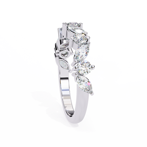 Anillo de Oro Blanco de 10k, 14k y 18k con Diamantes Redondos y Marquise en Forma Mixta Harmony para Aniversario - Product Image 3