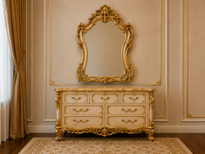 Juego de Cama de Lujo de Madera de Teca con Tallados Intrincados de Inspiración Rococó, con Cómoda y Armario a Juego, Tamaño California King Premium, Muebles para el Hogar - Product Image 5