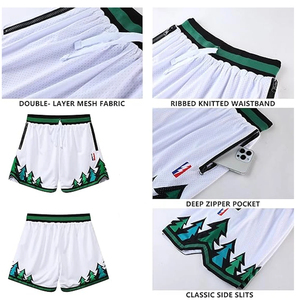 Shorts de basket-ball en mesh pour hommes, 100% polyester, 220g, nom d'équipe personnalisé, séchage rapide, shorts d'été - Product Image 4