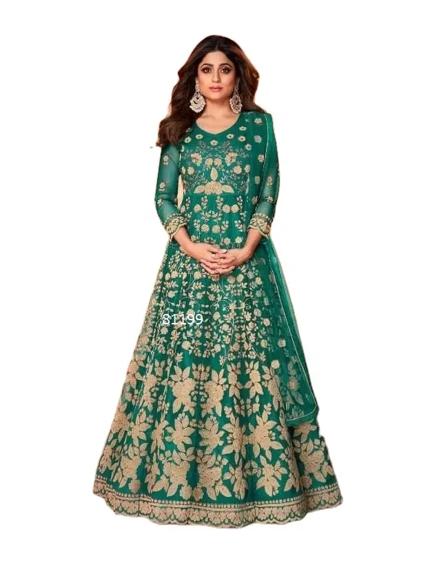 शादी की पार्टी के लिए नया भारतीय पाकिस्तानी डिजाइनर जॉर्जेट कढ़ाई अनारकली लंबा गाउन सलवार कमीज, पार्टी ड्रेस का थोक विक्रेता