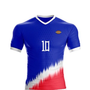 ชุดฟุตบอลออกแบบเองได้ ขายส่ง เสื้อ กางเกงขาสั้น ระบายอากาศ น้ำหนักเบา แห้งเร็ว โพลีเอสเตอร์ 100% รับทำโลโก้ทีม - Product Image 1