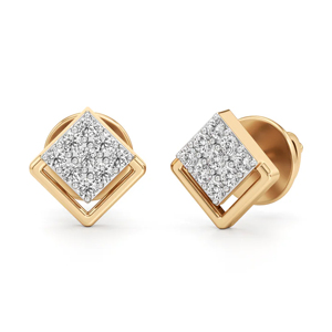 Boucles d'oreilles clous géométriques en diamant, or massif 18 carats, luxe pour femme, à porter au quotidien - Product Image 1