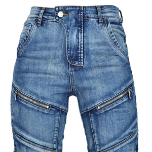 Pantalon de moto en jean bleu pour homme avec protections aux genoux, respirant, style délavé, vêtement de sécurité actif - Product Image 5